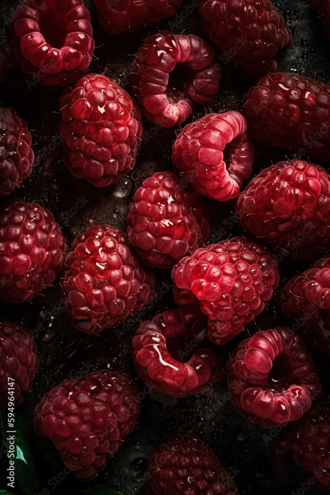 Fresh raspberry with leaves on wooden background Fresh raspberry with leaves on wooden background