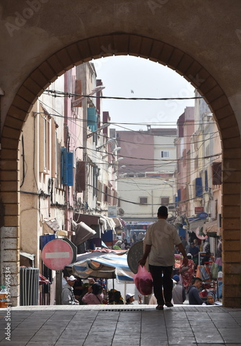 busy street of Essaouira, Morocco