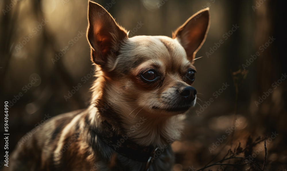 close up photo of Chihuahua dog in its natural habitat. Generative AI