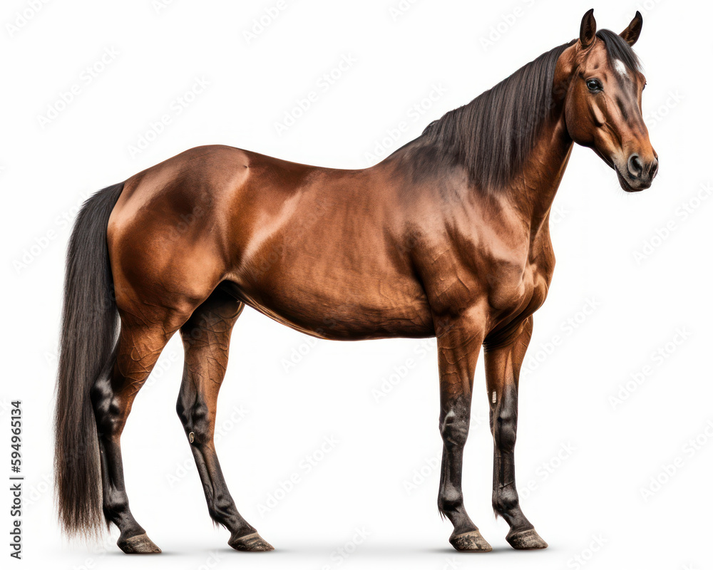 photo of Cleveland Bay (breed of horse) isolated on white background. Generative AI