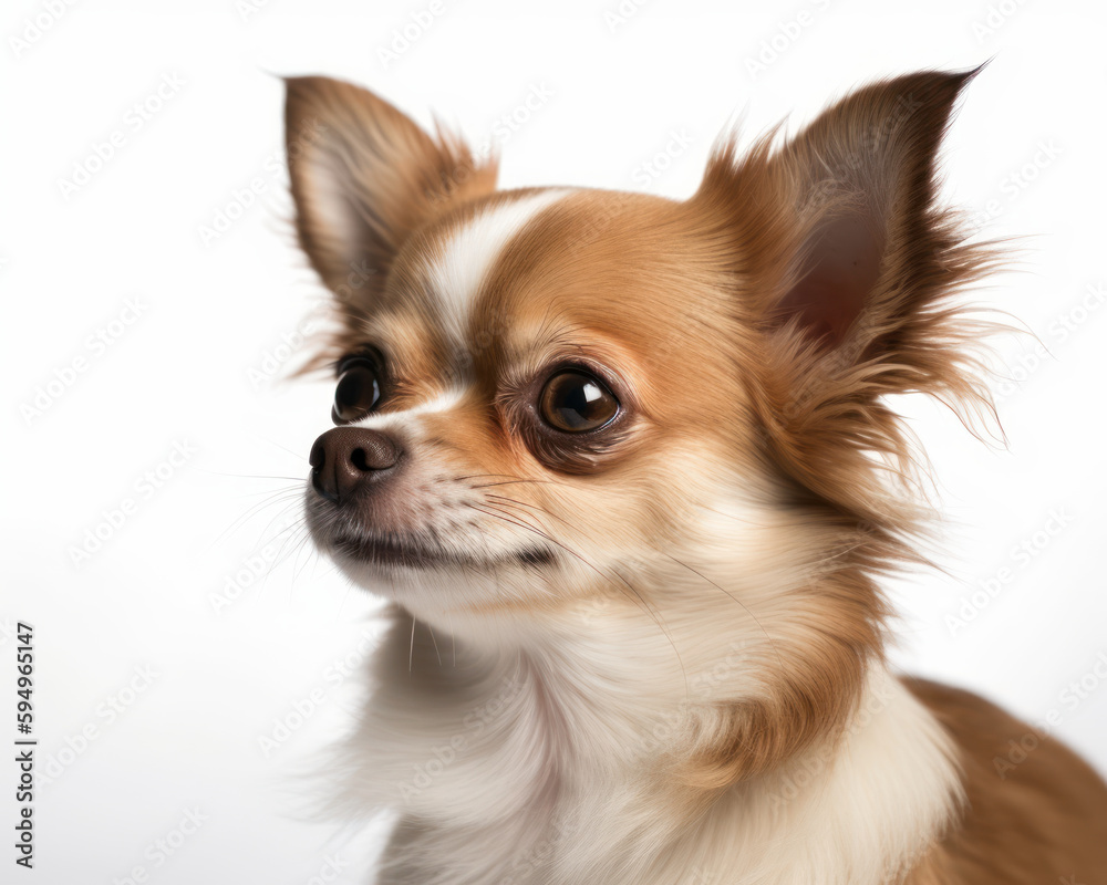 photo of Chihuahua dog isolated on white background. Generative AI