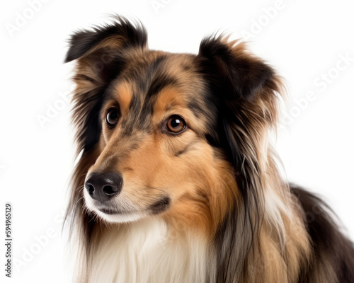 photo of collie, working dog breed isolated on white background. Generative AI