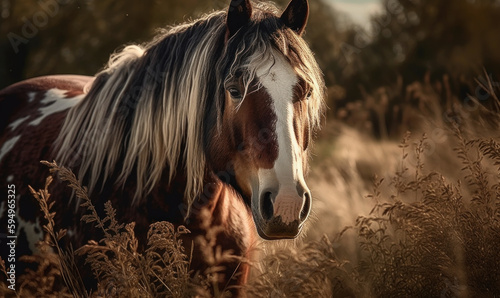 close up photo of Clydesdale, heavy draft-horse breed in its natural habitat. Generative AI photo