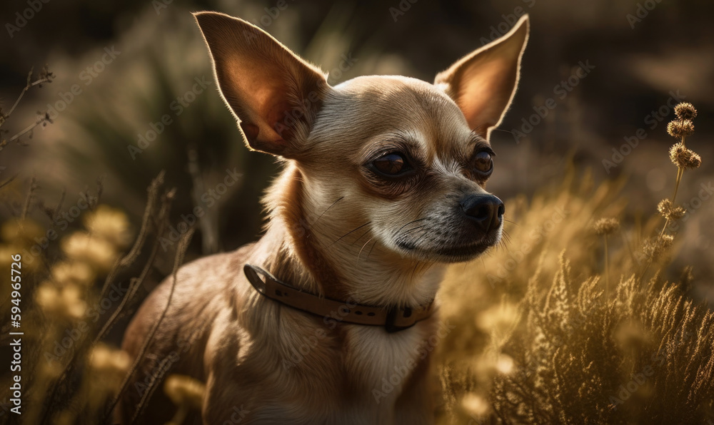 photo of Chihuahua dog in its natural habitat. Generative AI