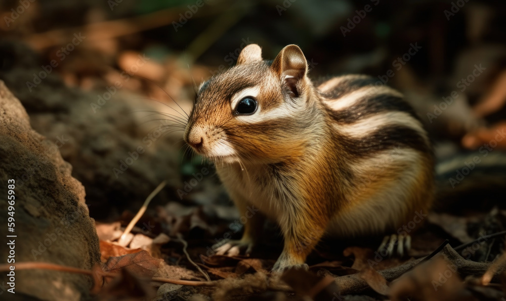 photo of chipmunk in a bright forest. Generative AI photo of chipmunk in a bright forest. Generative AI