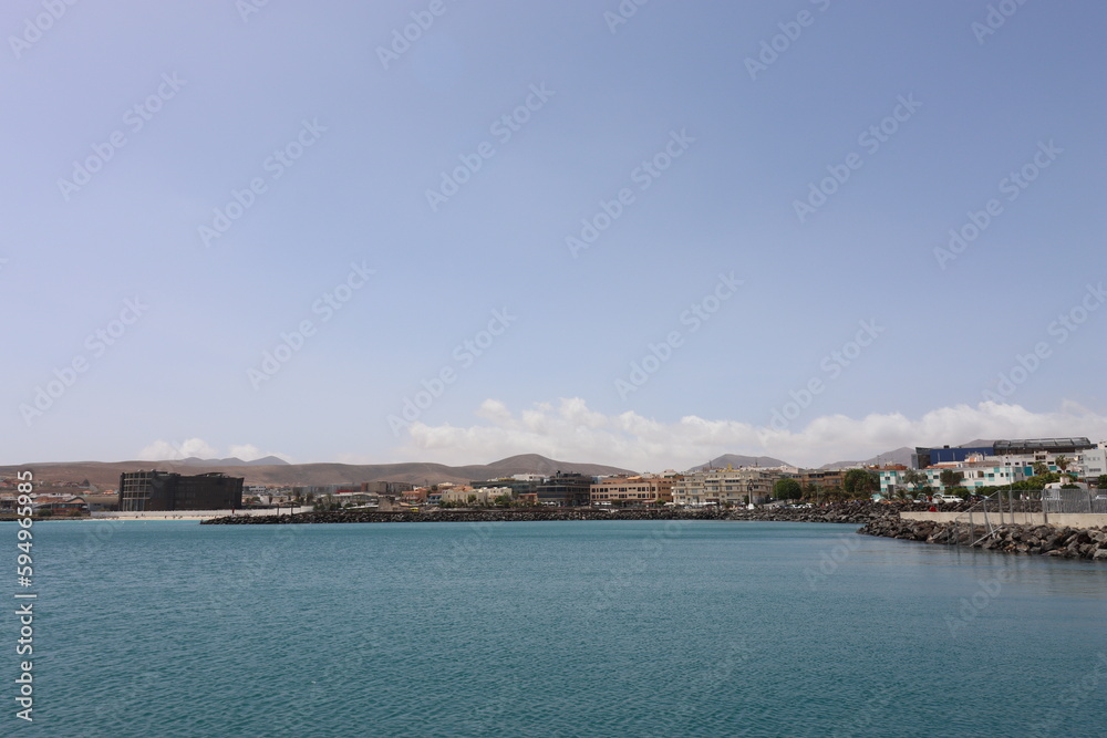 View from the pier to Puerto del Rosario in Fuerteventura