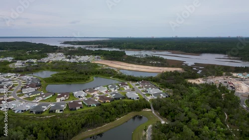 Latitude Margaritaville Watersound still under construction in Panama City Beach, FL viewed from a drone photo