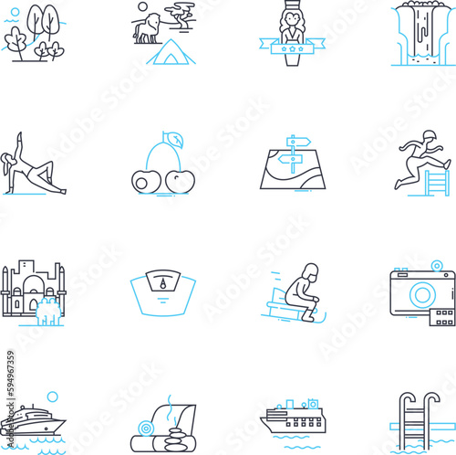 Balanced eating linear icons set. Nutrition, Wellness, Health, Balance, Diet, Vitamins, Minerals line vector and concept signs. Fiber,Protein,Carbohydrates outline illustrations