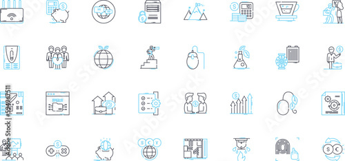 Electronic marketplace linear icons set. eCommerce, Digital, Online, Platform, Marketplace, Sales, Transactions line vector and concept signs. Vendors,Buyers,Products outline illustrations