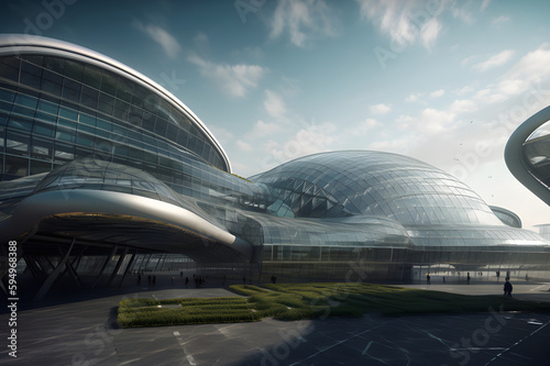 Future airport, Concept of future. Generative AI
