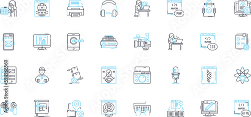 Appliance linear icons set. Refrigerator, Dishwasher, Microwave, Oven, Blender, Mixer, Toaster line vector and concept signs. Juicer,Stovetop,Coffeemaker outline illustrations photo