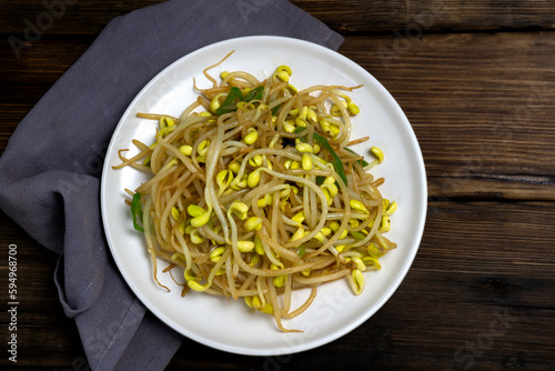 A plate of fried bean sprouts