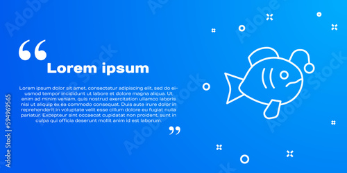 White line Tropical fish icon isolated on blue background. Exotic fish. Vector