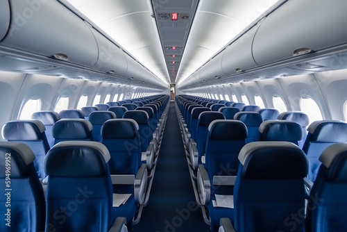 interior of the aircraft, a row of seats in the flight of the aeroplane