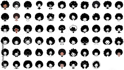 set of afro girl icons