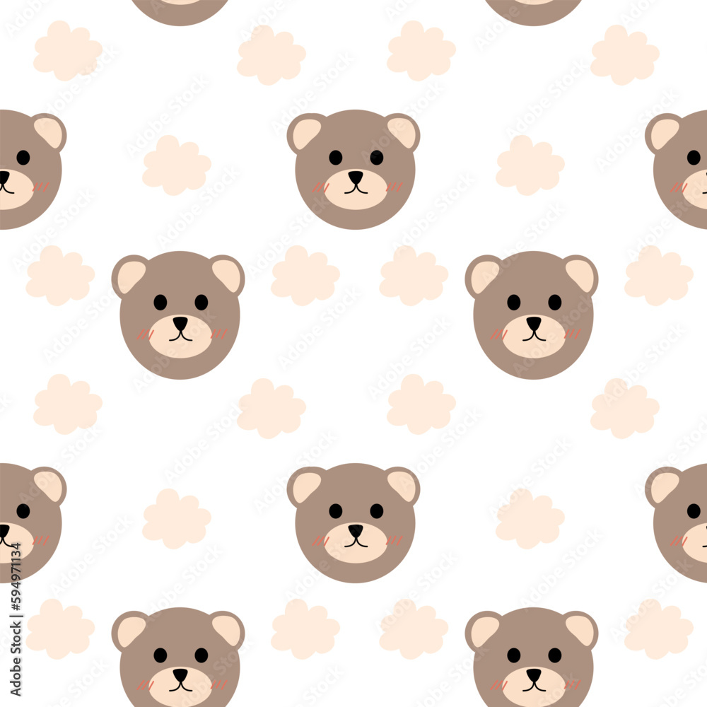 Cute teddy bear with little clouds seamless pattern Cute teddy bear with little clouds seamless pattern