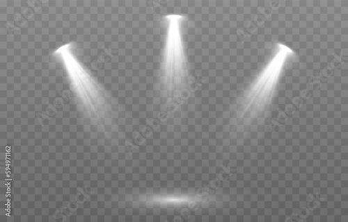 Vector light source png. Studio lighting png. White light source png. Light from a lamp or spotlight. light effect.