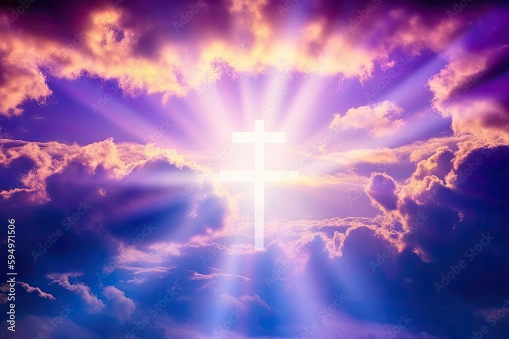Cross in a Dramatic Cloudy Sky. Generative AI Cross in a Dramatic Cloudy Sky. Generative AI