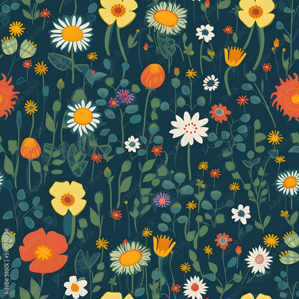 Flower floral pattern botanical blooms background colorful Generative AI