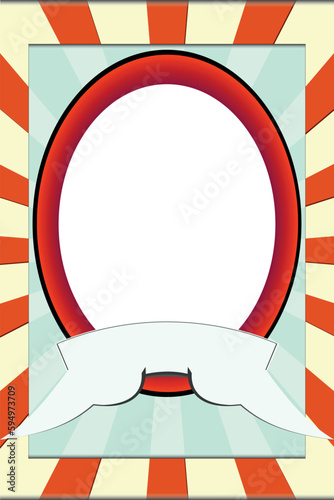 Retro looking frame with space for text, oval frame