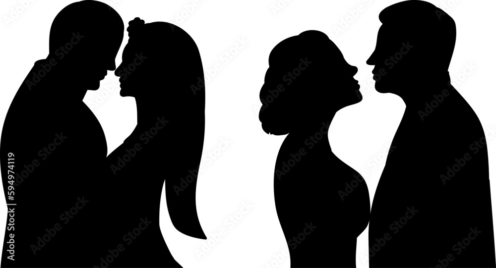 man and woman portrait silhouette on white background isolated vector