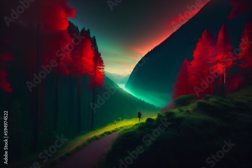 The drone shot showcased the intricate patterns of the trees and foliage, like a work of art Generative AI.