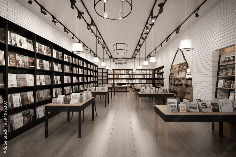 3d render of book store interior. Generative AI