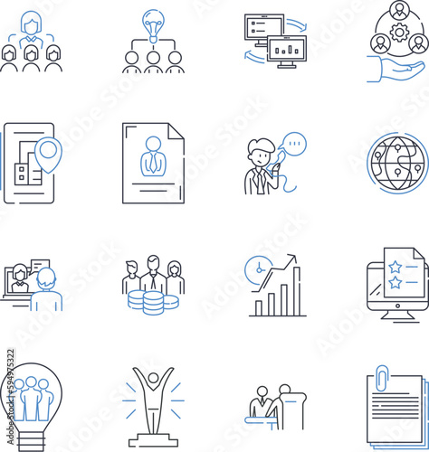 Operational guidance line icons collection. Procedure, Protocol, Guidelines, Manual, Plan, Strategy, Standard vector and linear illustration. System,Methodology,Approach outline signs set
