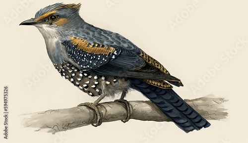 New Holland Scythrops (Channel-billed Cuckoo), as shown by elizabeth gould Generative AI photo