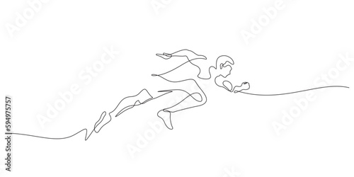 running man continuous line drawing vector illustration in start up,life goal,achievement concept
