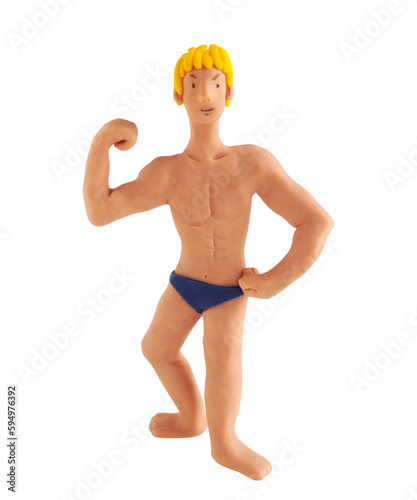 Φωτογραφία ポーズを取る筋肉質の男性（粘土立体イラスト）
