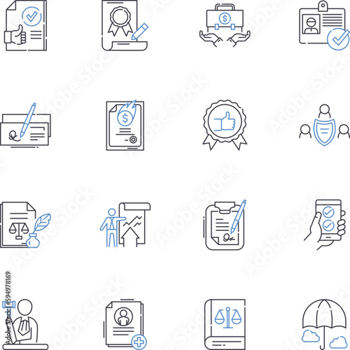 Discretion line icons collection. Privacy, Secrecy, Confidentiality, Prudence, Caution, Circumspection, Reserve vector and linear illustration. Sensitivity,Tact,Diplomacy outline signs set