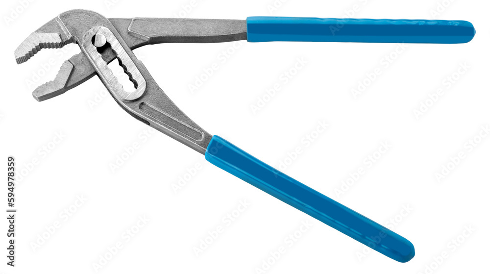 Adjustable water pump pliers or parrot pliers with blue handles for plumbing work i Adjustable water pump pliers or parrot pliers with blue handles for plumbing work i