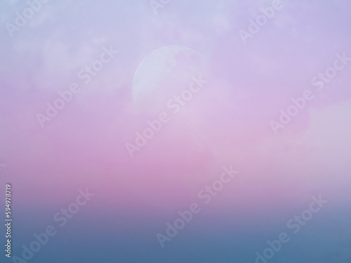 Abstract colorful sky background with white clouds.