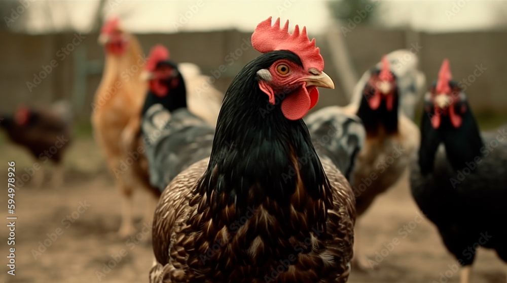 species-appropriate keeping of chickens in the countryside. Generative AI