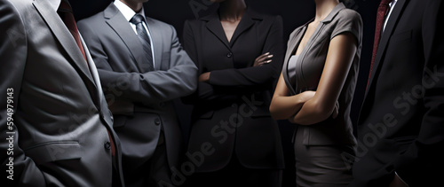 business team, close up, dark background, generative ai0