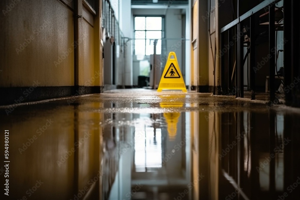 Sign yellow showing warning of caution wet floor wet floor sign on