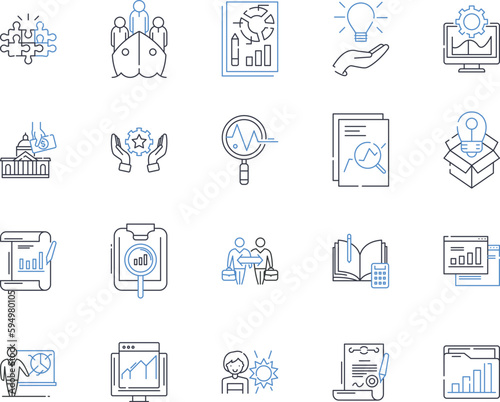 Mapping and charting line icons collection. Cartographer, Atlas, Navigation, Topography, Terrain, Survey, Aerial vector and linear illustration. Geolocator,Coordinates,Geodesy outline signs set