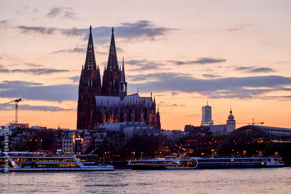 Sunset time. Cologne Dom and Rheine in Germany. Sunset time. Cologne Dom and Rheine in Germany.