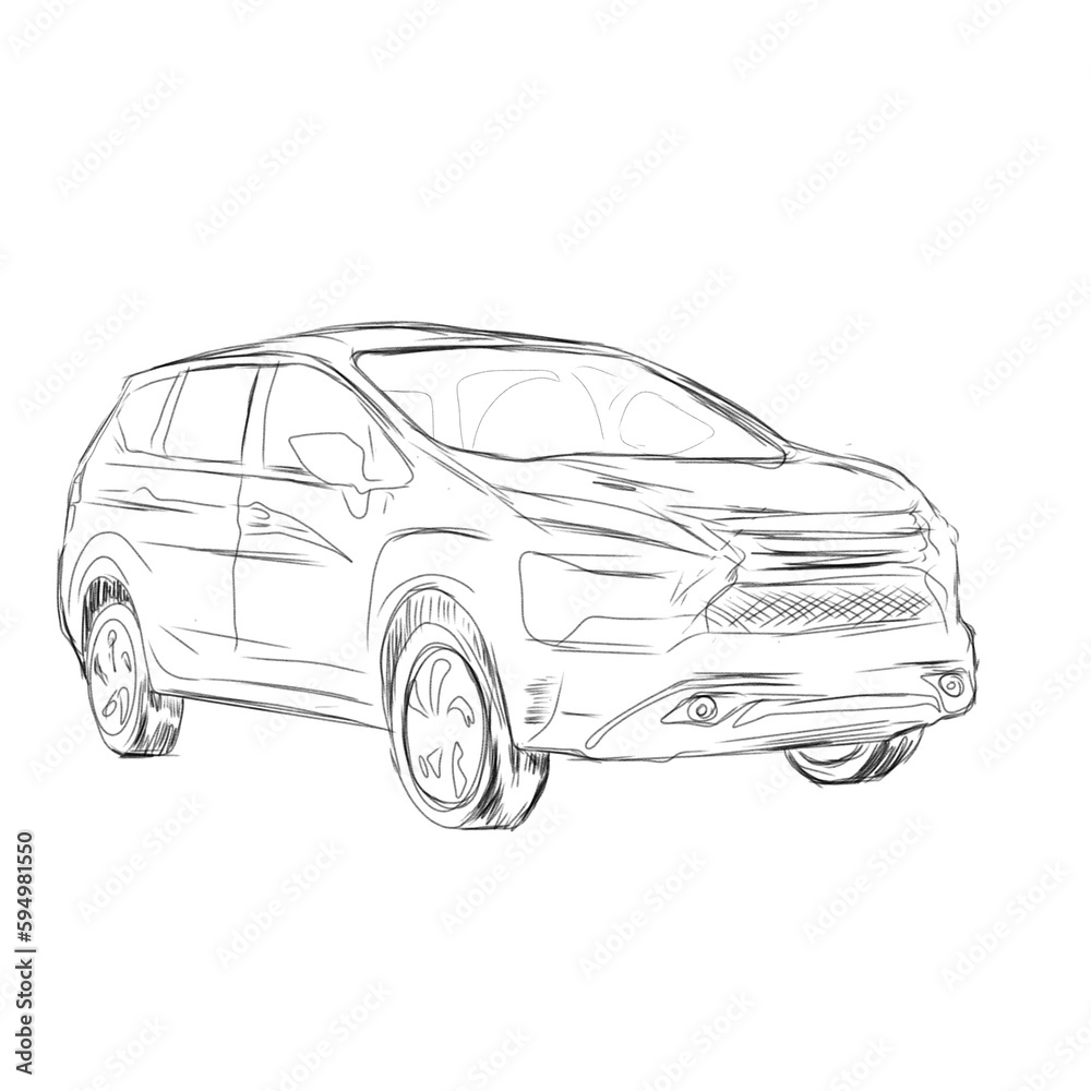 sketch of a car on a white background