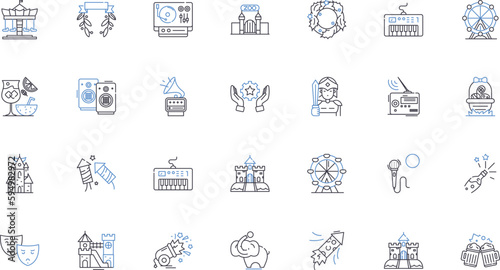 Cheerfulness line icons collection. Joy, Happiness, Delight, Laughter, Optimism, Positivity, Smiling vector and linear illustration. Euphoria,Satisfaction,Glee outline signs set