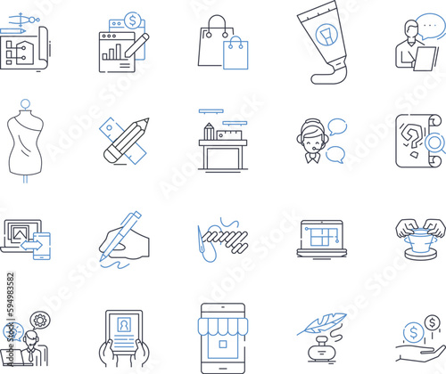 Mobile professional line icons collection. Mobility, Productivity, Efficiency, Flexibility, Adaptability, Portability, Connectivity vector and linear illustration. Responsiveness,Collaboration