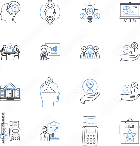 Sales forecasting line icons collection. Projections, Analytics, Estimations, Analysis, Outcomes, Targets, Anticipation vector and linear illustration. Predictions,Models,Budgeting outline signs set