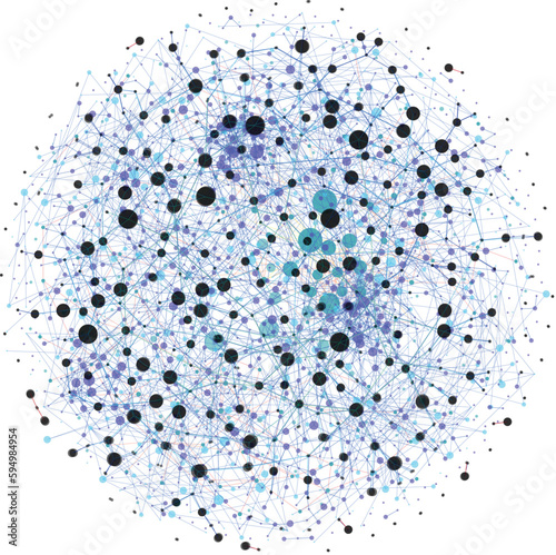 Abstract polygonal communication network, technology wireframe, connected lines and dots, globe model background 
