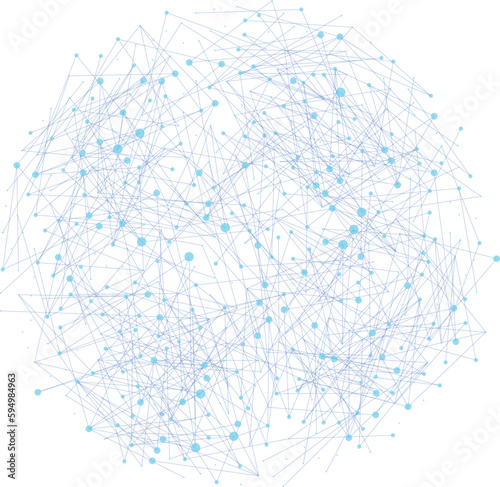 Abstract polygonal communication network, technology wireframe, connected lines and dots, globe model background 