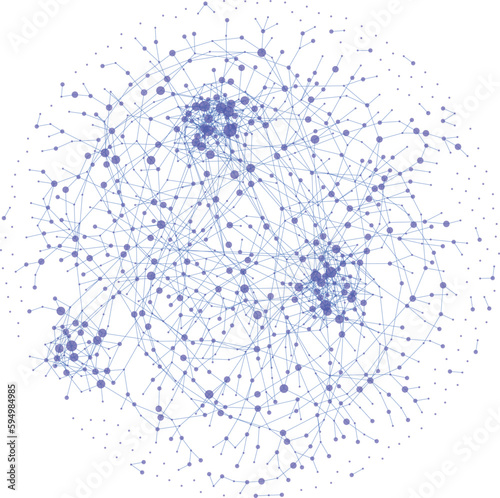 Abstract polygonal communication network, technology wireframe, connected lines and dots, globe model background 