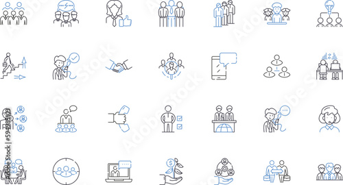 Supporting society line icons collection. Empowerment, Philanthropy, Advocacy, Outreach, Volunteerism, Charity, Benevolence vector and linear illustration. Inclusion,Kindness,Altruism outline signs
