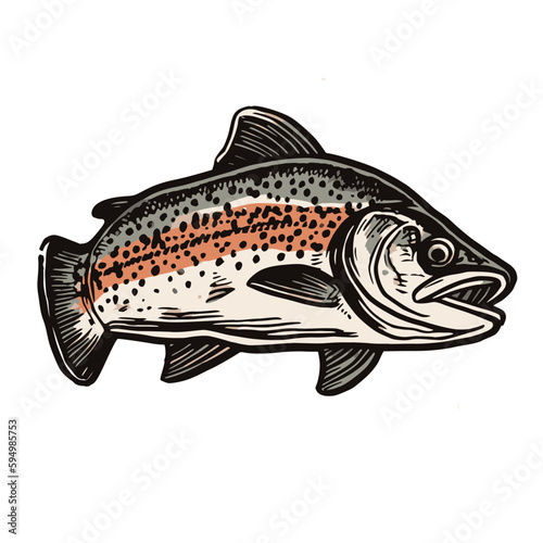 Trout fish with slight open mouth 