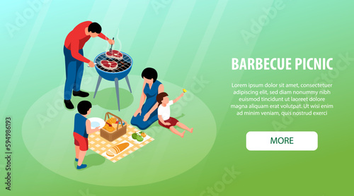 Isometric Barbecue Banner