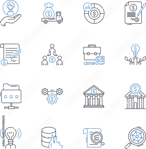 Trading house line icons collection. Investments, Stockbroking, Commodities, Derivatives, Arbitrage, Futures, Options vector and linear illustration. Hedging,Shares,Bonds outline signs set